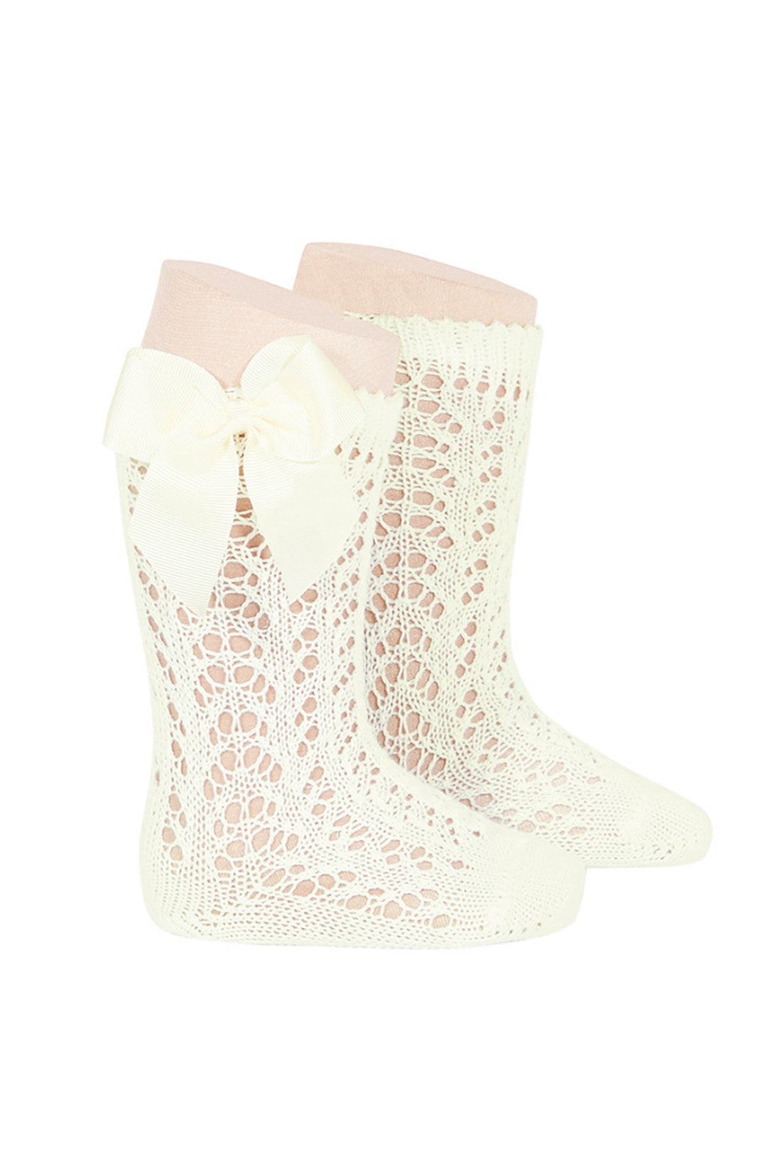 Condor Cream Lace Openwork Bow Socks | Millie and John