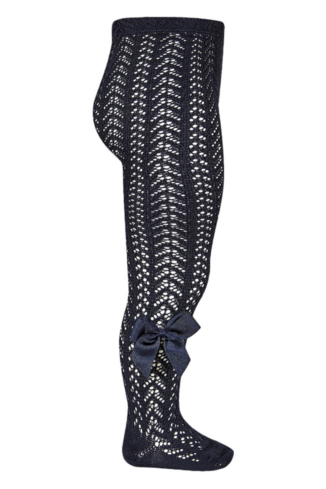 Condor Navy Lace Openwork Bow Tights | Millie and John