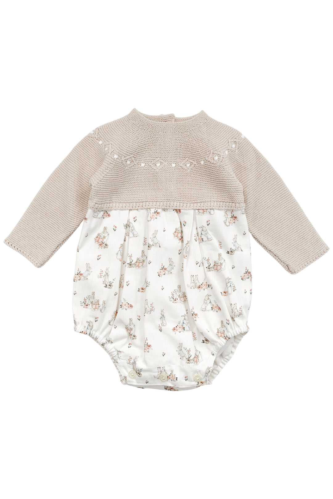 Granlei "Arden" Stone Half Knit Peter Rabbit Romper | Millie and John