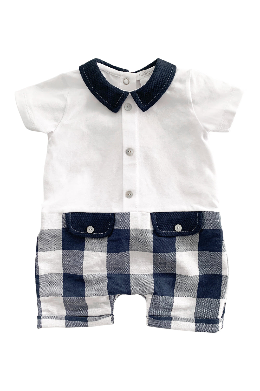 Deolinda "Theo" Navy Gingham Romper | Millie and John