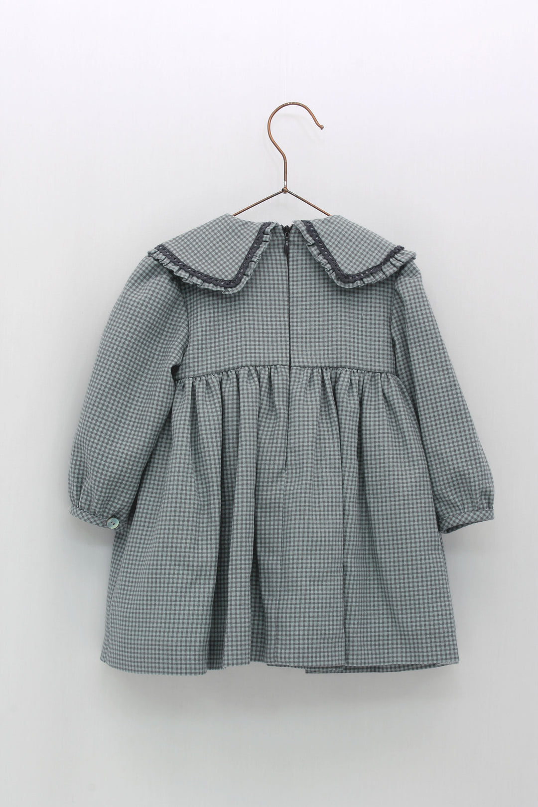 Foque PREORDER "Vita" Moss & Grey Checked Dress | Millie and John