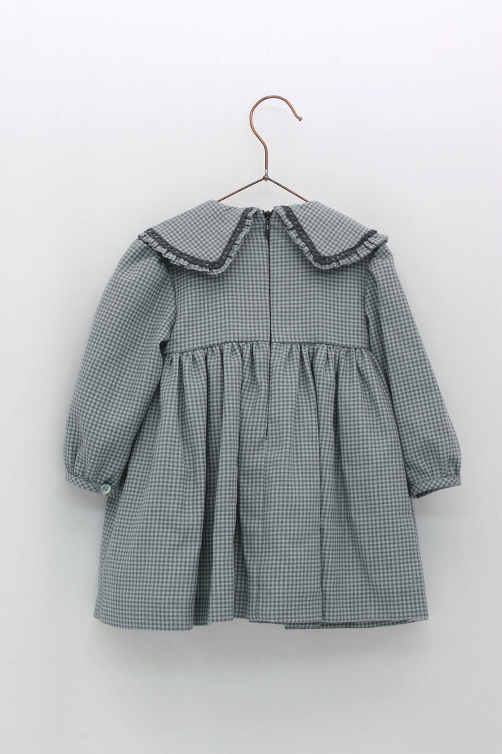 Foque PREORDER "Vita" Moss & Grey Checked Dress | Millie and John