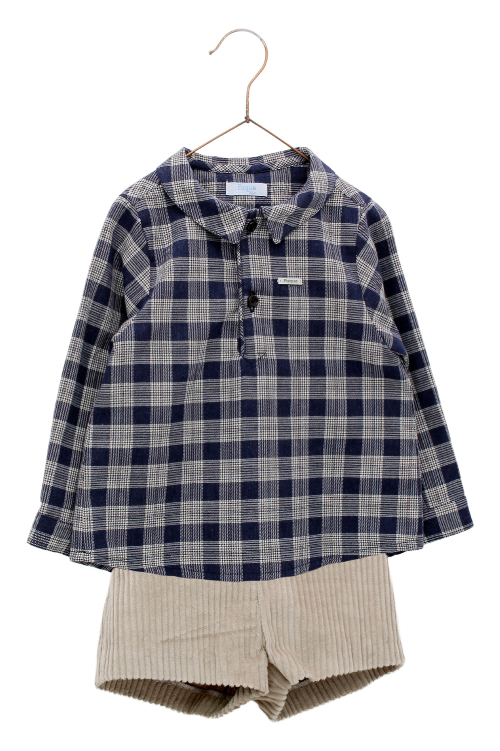 Foque PREORDER "Wilbur" Navy Tartan Shirt & Cord Shorts | Millie and John