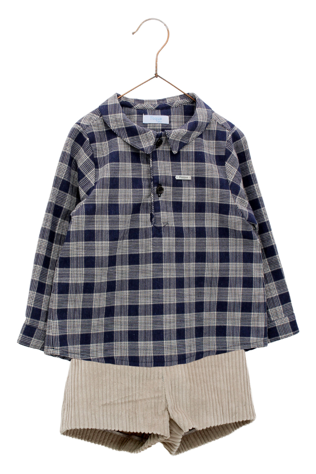 Foque PREORDER "Wilbur" Navy Tartan Shirt & Cord Shorts | Millie and John