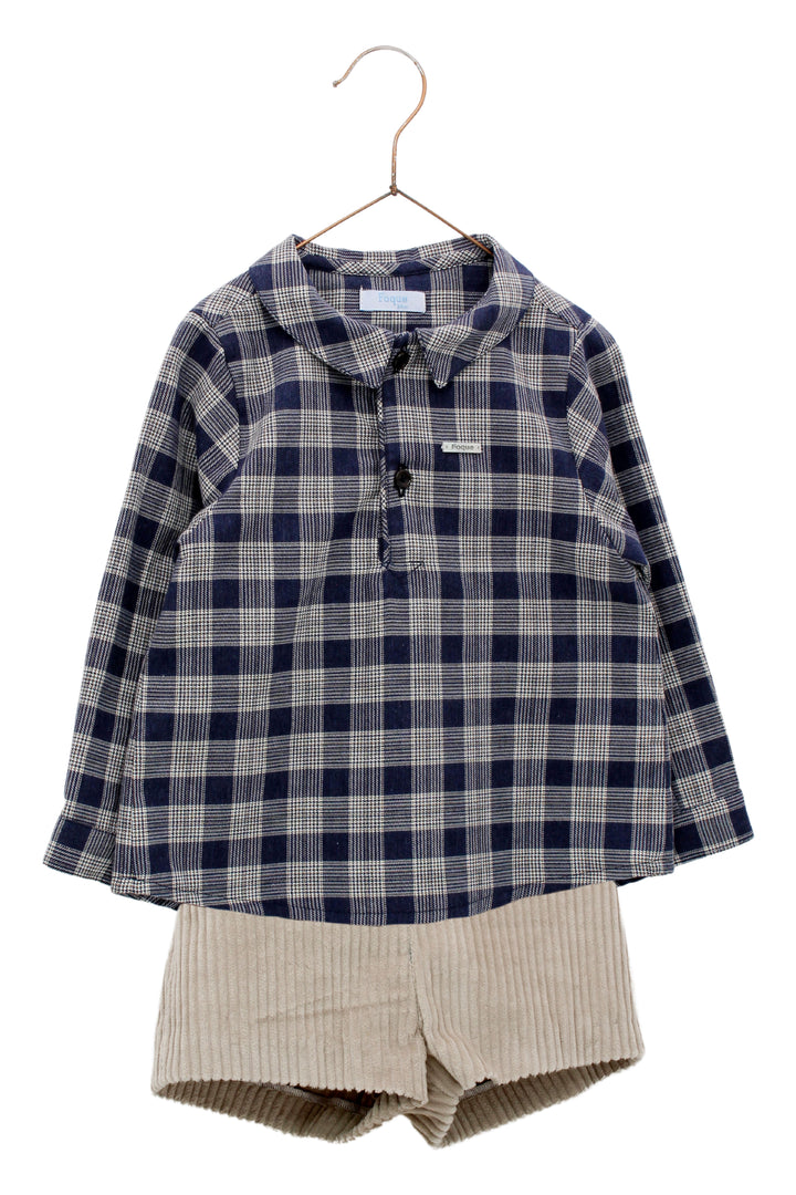 Foque PREORDER "Wilbur" Navy Tartan Shirt & Cord Shorts | Millie and John
