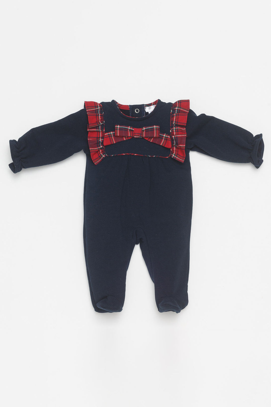 Deolinda "Elora" Navy & Red Tartan Sleepsuit | Millie and John