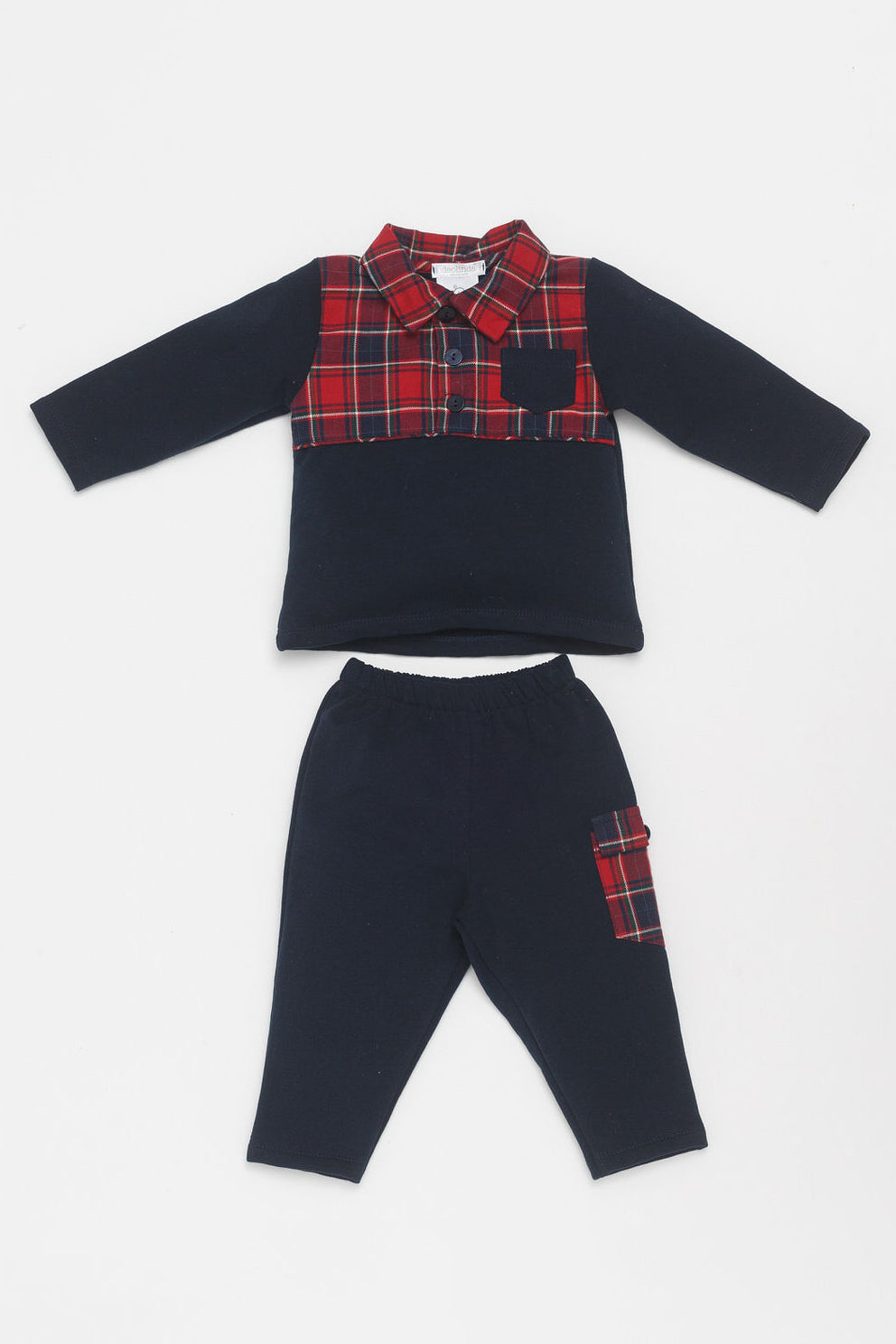 Deolinda "Wilf" Navy & Red Tartan Tracksuit | Millie and John