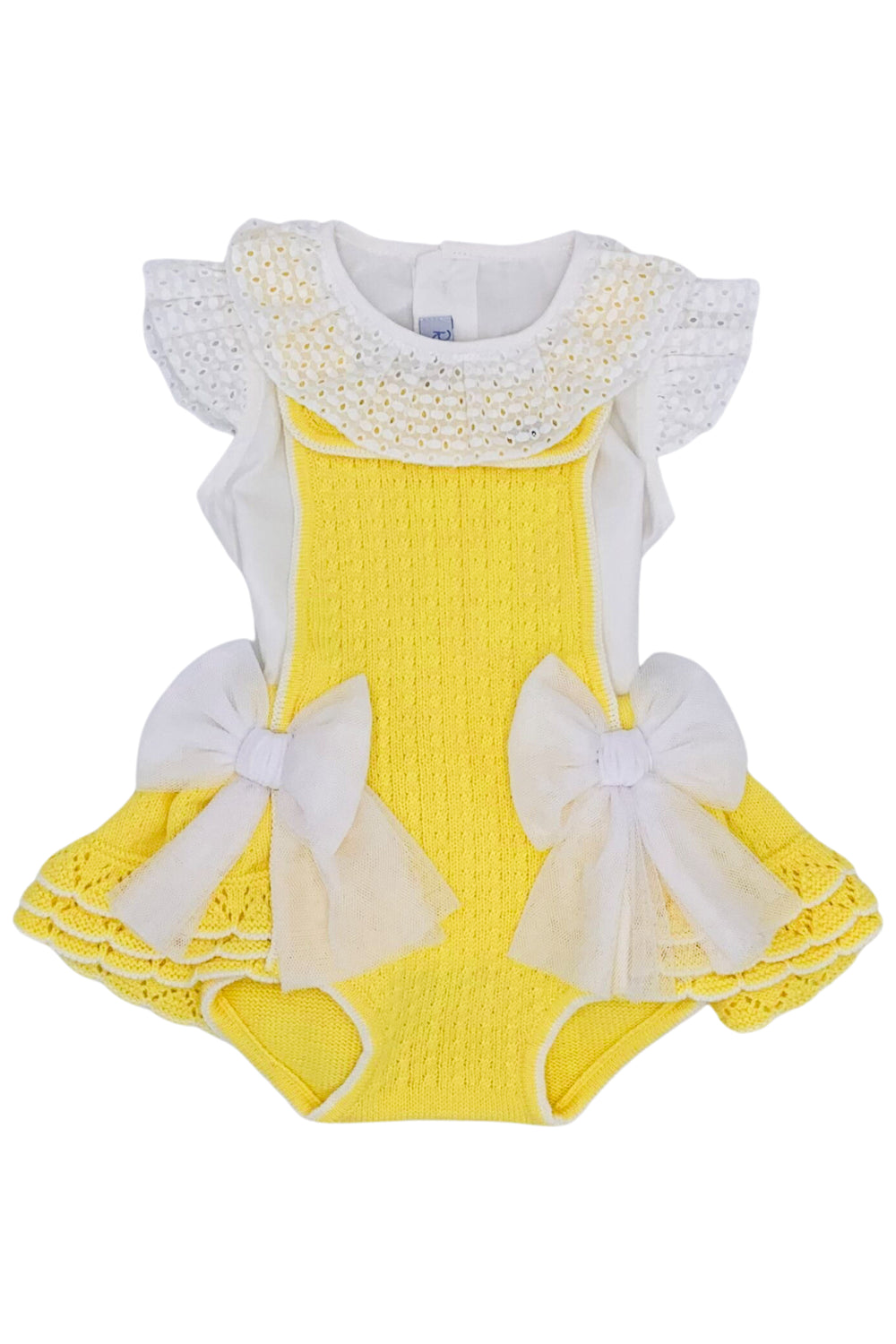 Rahigo "Clara" Yellow Knit Dungaree Romper Set | Millie and John