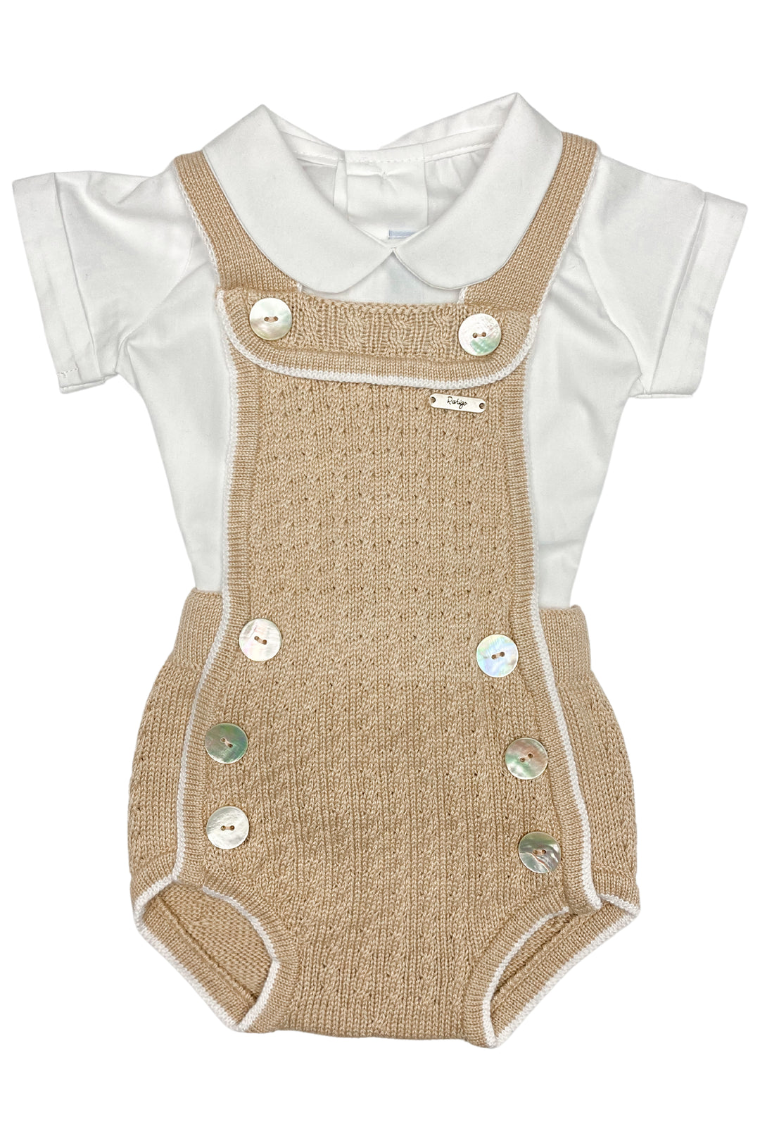 Rahigo "Aire" Camel Knit Dungaree Romper Set | Millie and John