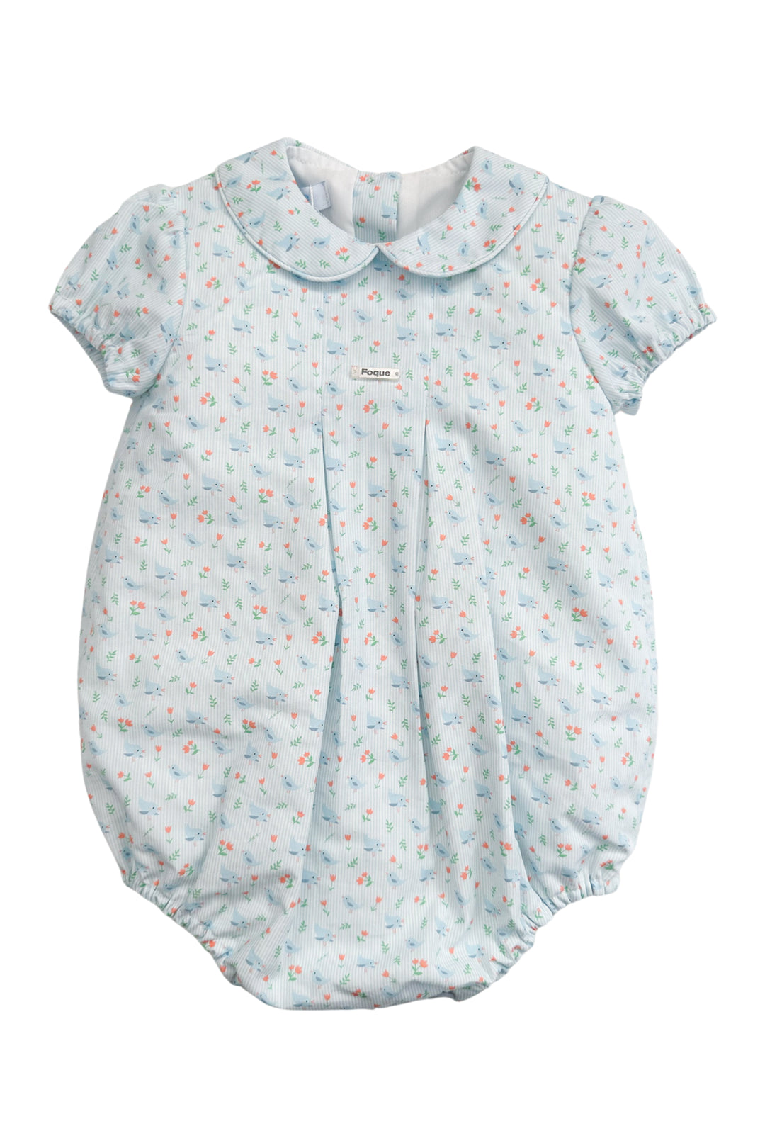 Foque "Dove" Blue Bird Print Romper | Millie and John