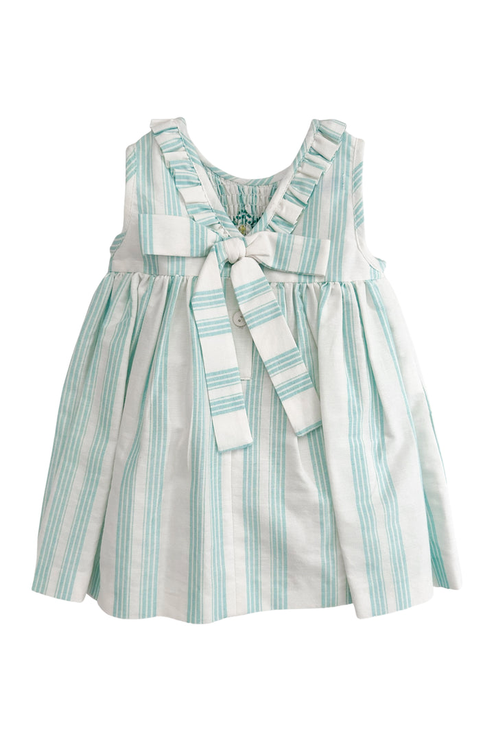 Foque PREORDER "Matilda" Turquoise Striped Smocked Dress | Millie and John