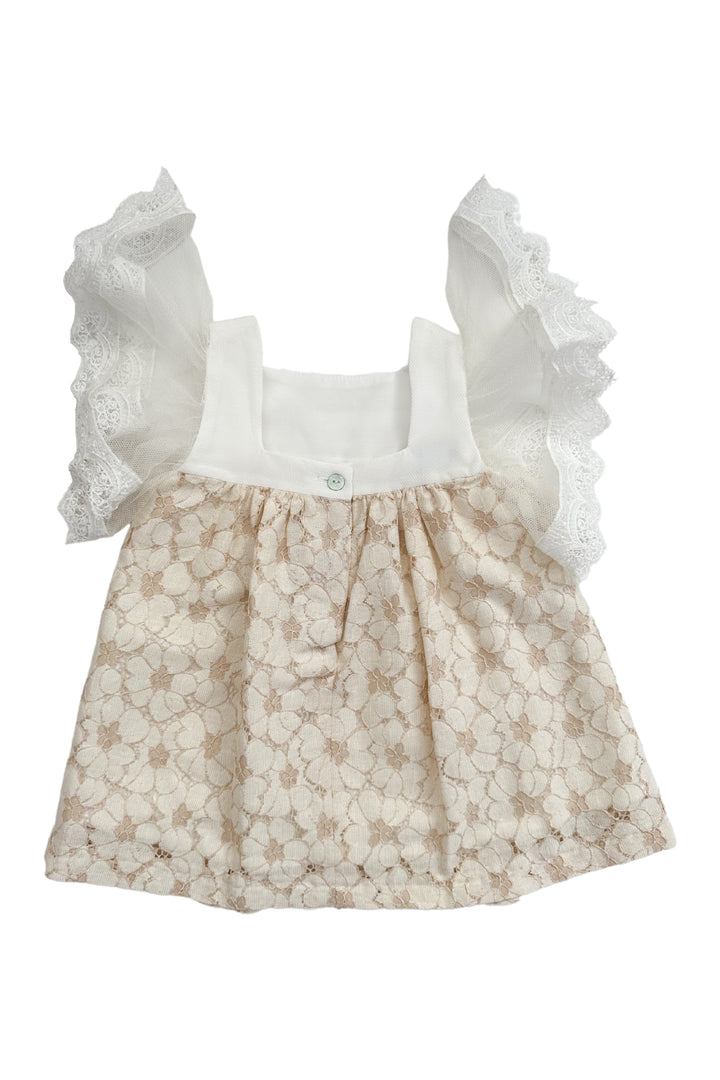 Foque PREORDER "Lilly" Beige Lace Dress & Bloomers | Millie and John