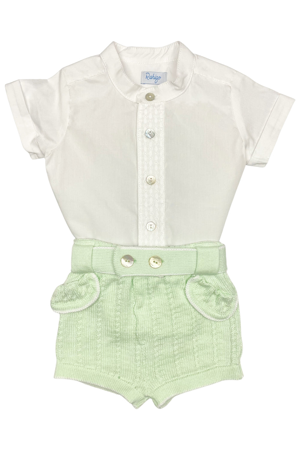 Rahigo "Jude" Mint Knit Cardigan, Shirt & Shorts | Millie and John