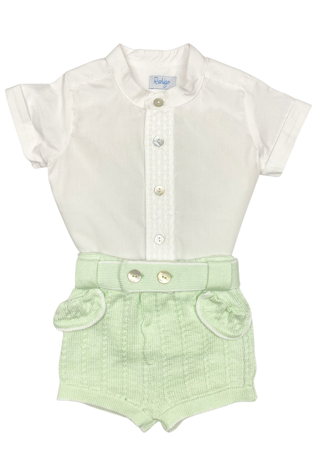 Rahigo "Jude" Mint Knit Cardigan, Shirt & Shorts | Millie and John