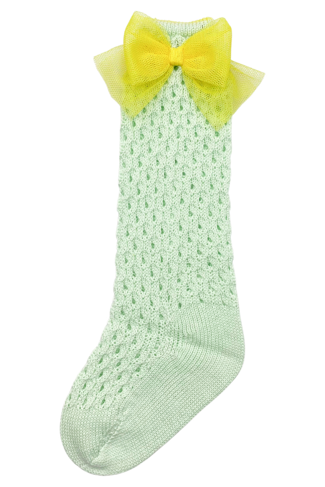 Rahigo Mint & Yellow Knee High Bow Socks | Millie and John