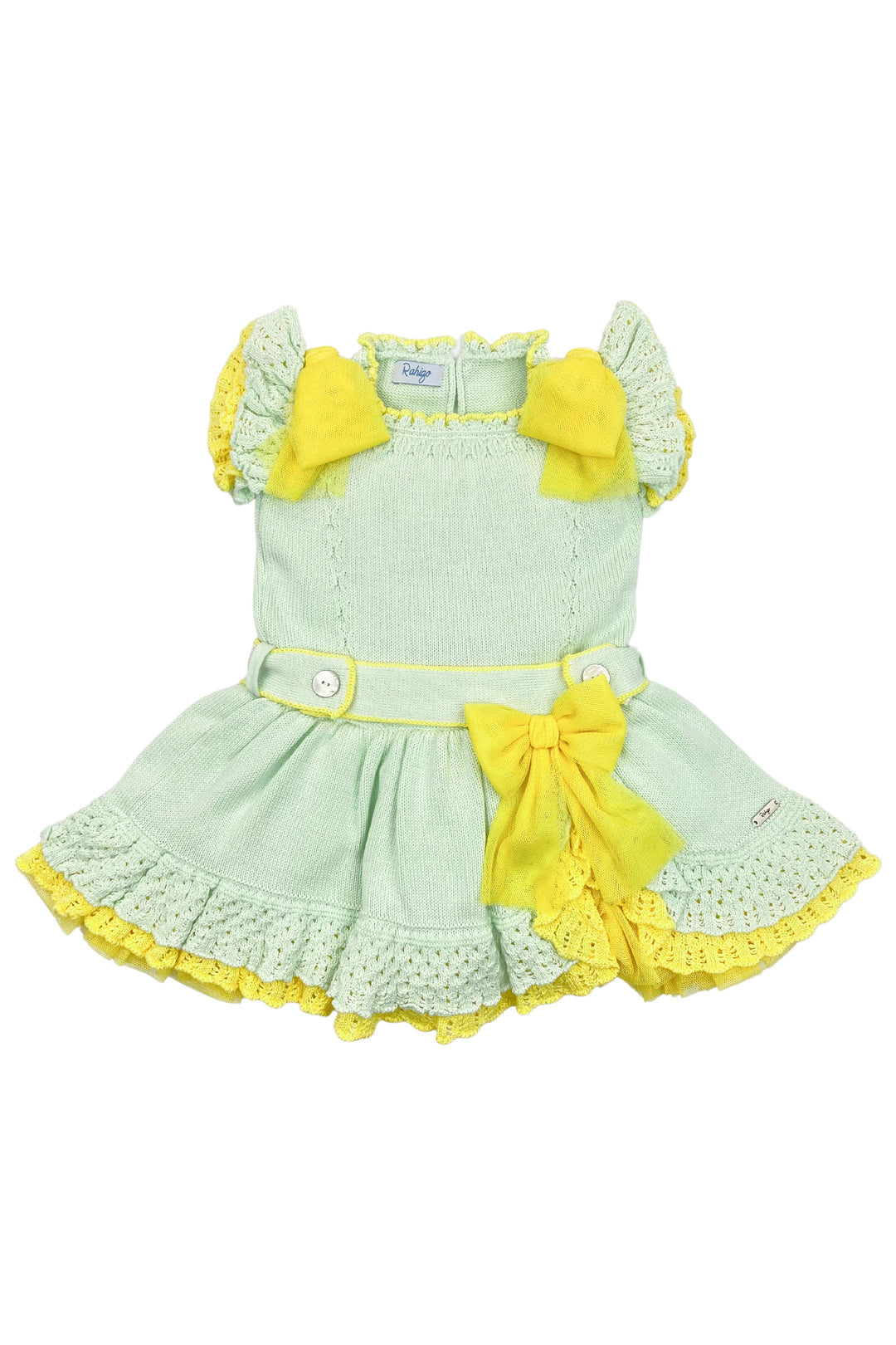 Rahigo "Ava" Mint & Yellow Knit Tulle Dress | Millie and John