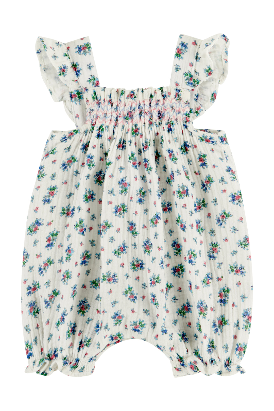 Deolinda "Miriam" Dusky Blue Floral Romper | Millie and John