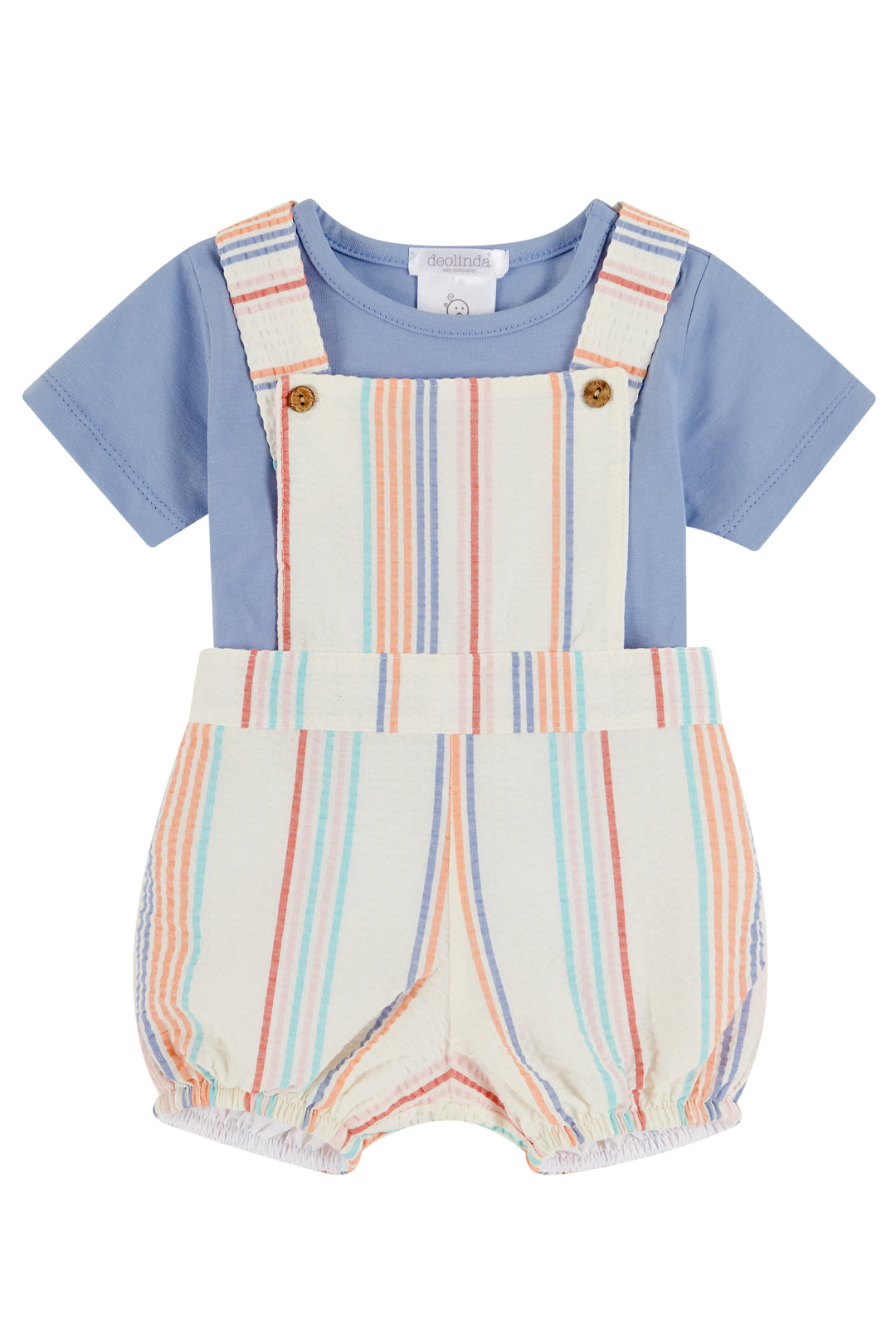 Deolinda "Zane" Dusky Blue Top & Striped Dungaree | Millie and John
