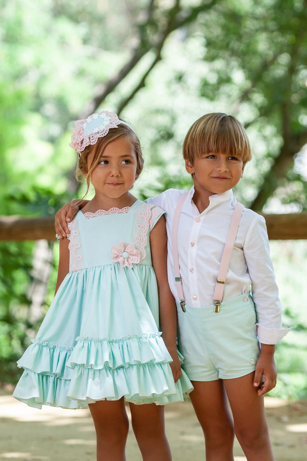 Abuela Tata PREORDER | "Claude" Shirt & Mint Shorts with Braces | Millie and John