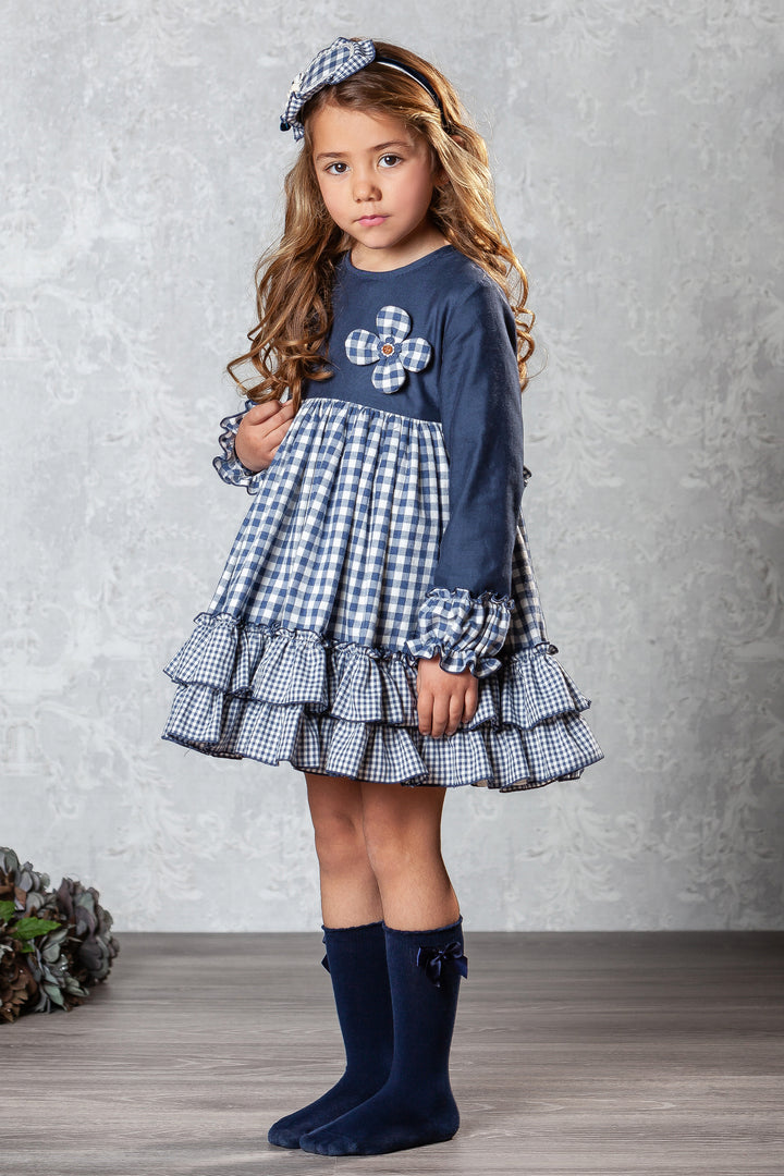 Abuela Tata "Marianna" Navy Gingham Dress | Millie and John