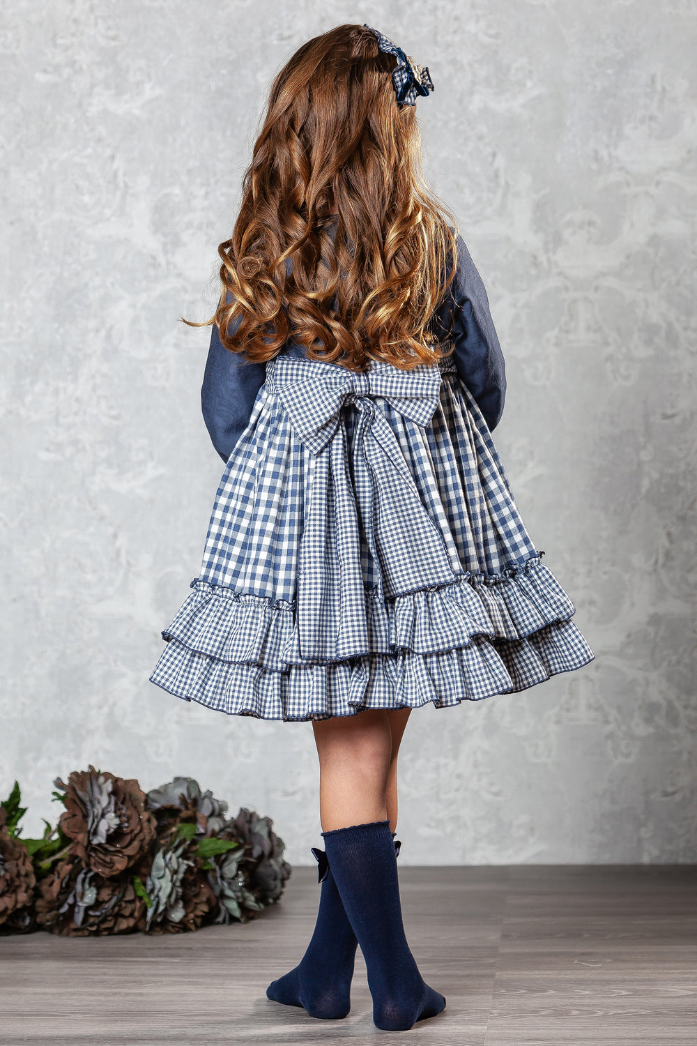 Abuela Tata "Marianna" Navy Gingham Dress | Millie and John