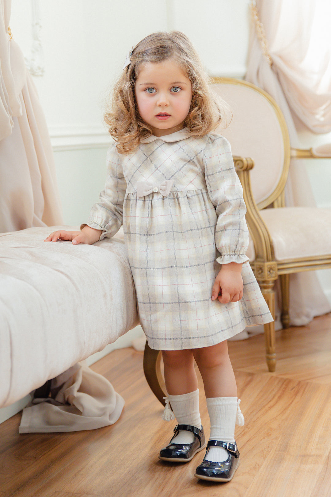 Pureté du Bebe "Mira" Stone Tartan Dress | Millie and John