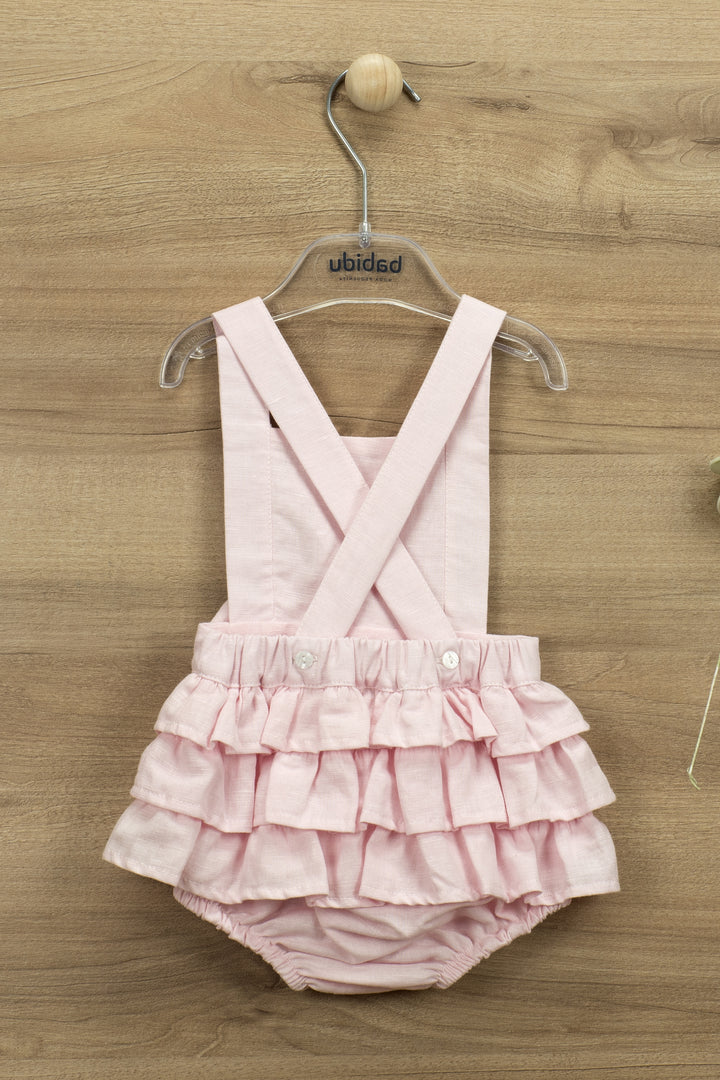 Babidu "Lenore" Ruffle Dungaree Romper | Millie and John