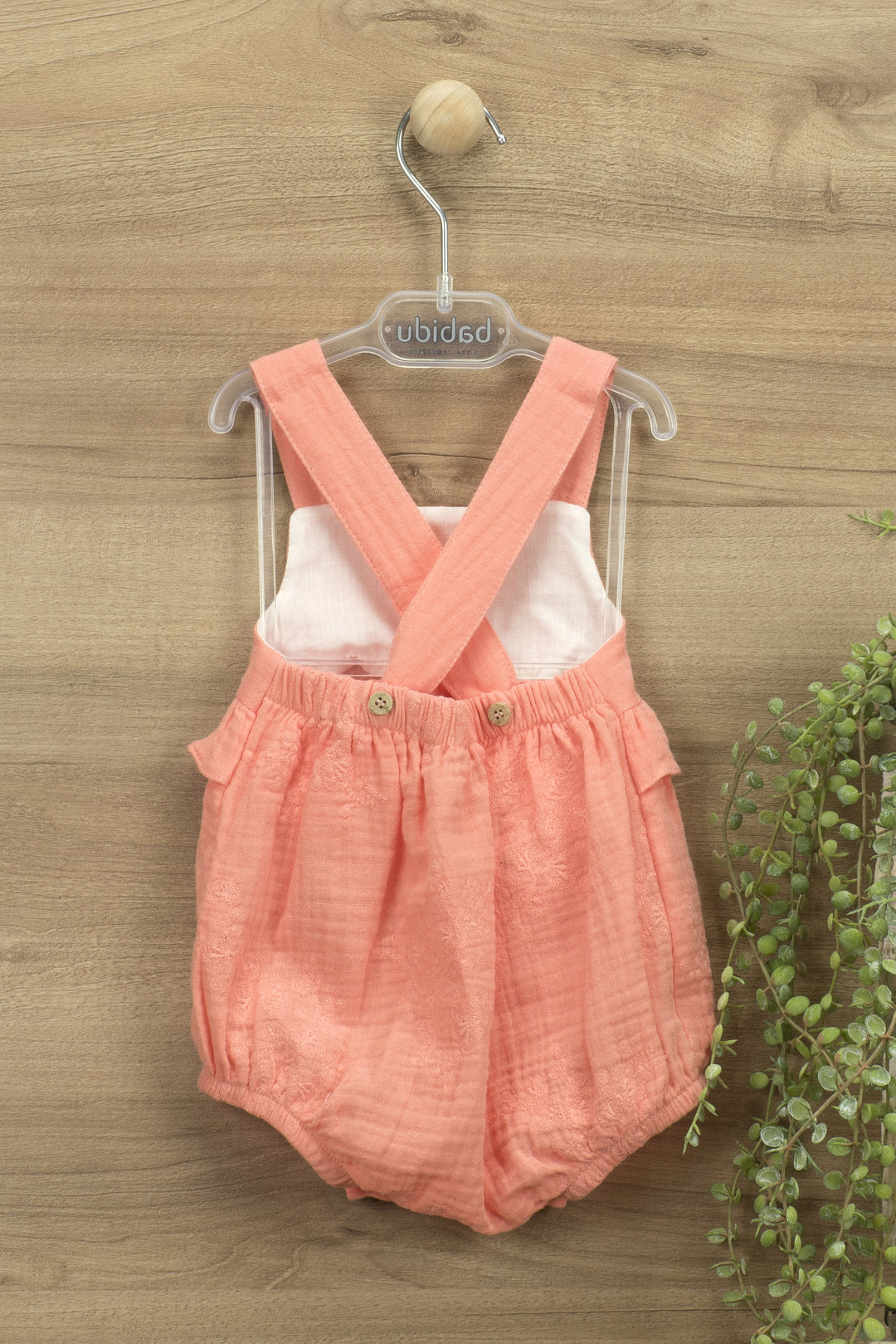 Babidu "Hana" Neon Peach Lace Cheesecloth Romper | Millie and John