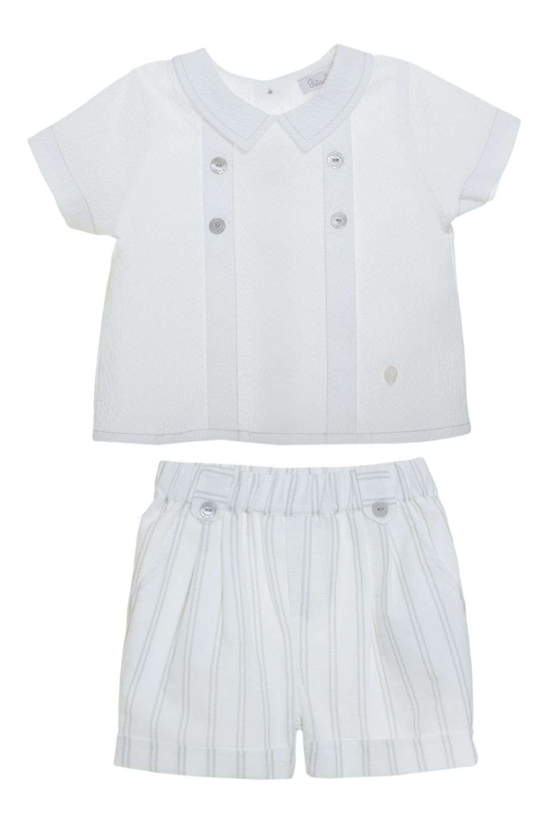 Patachou "Fletcher" Shirt & Grey Striped Shorts | Millie and John
