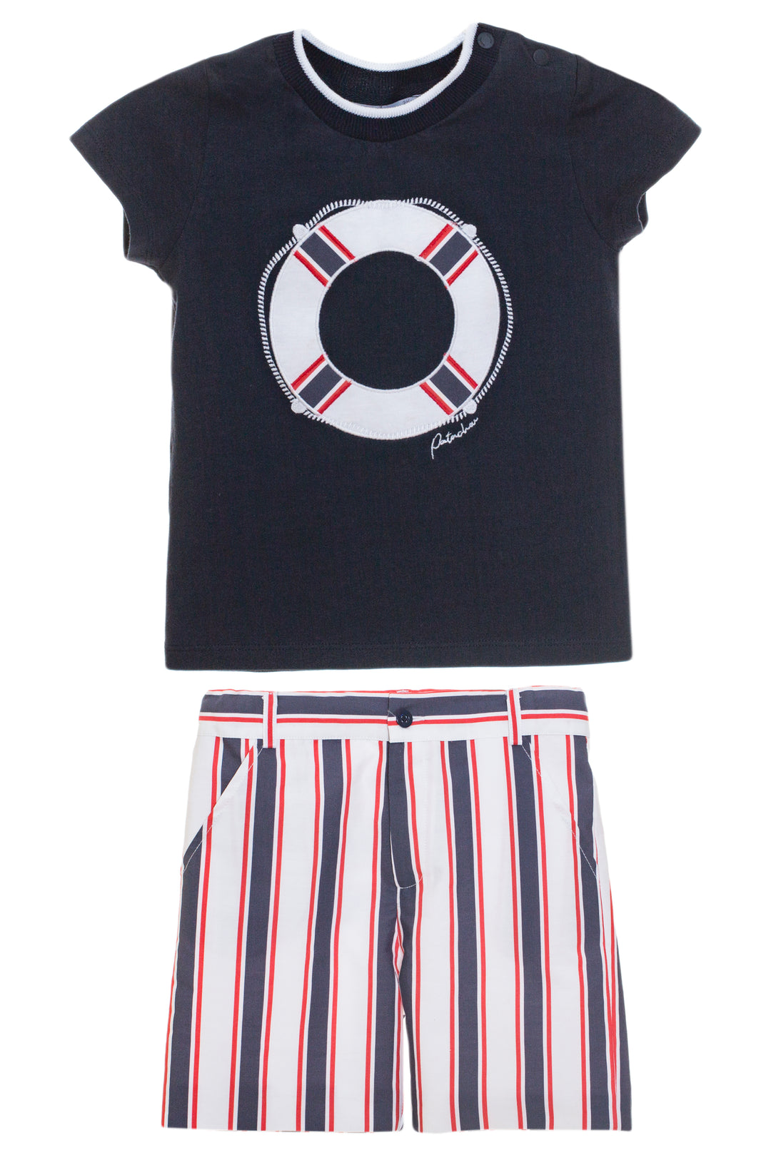 Patachou "Preston" Navy T-Shirt & Striped Shorts | Millie and John