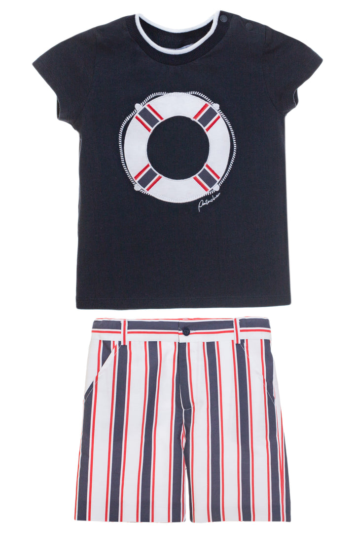 Patachou "Preston" Navy T-Shirt & Striped Shorts | Millie and John