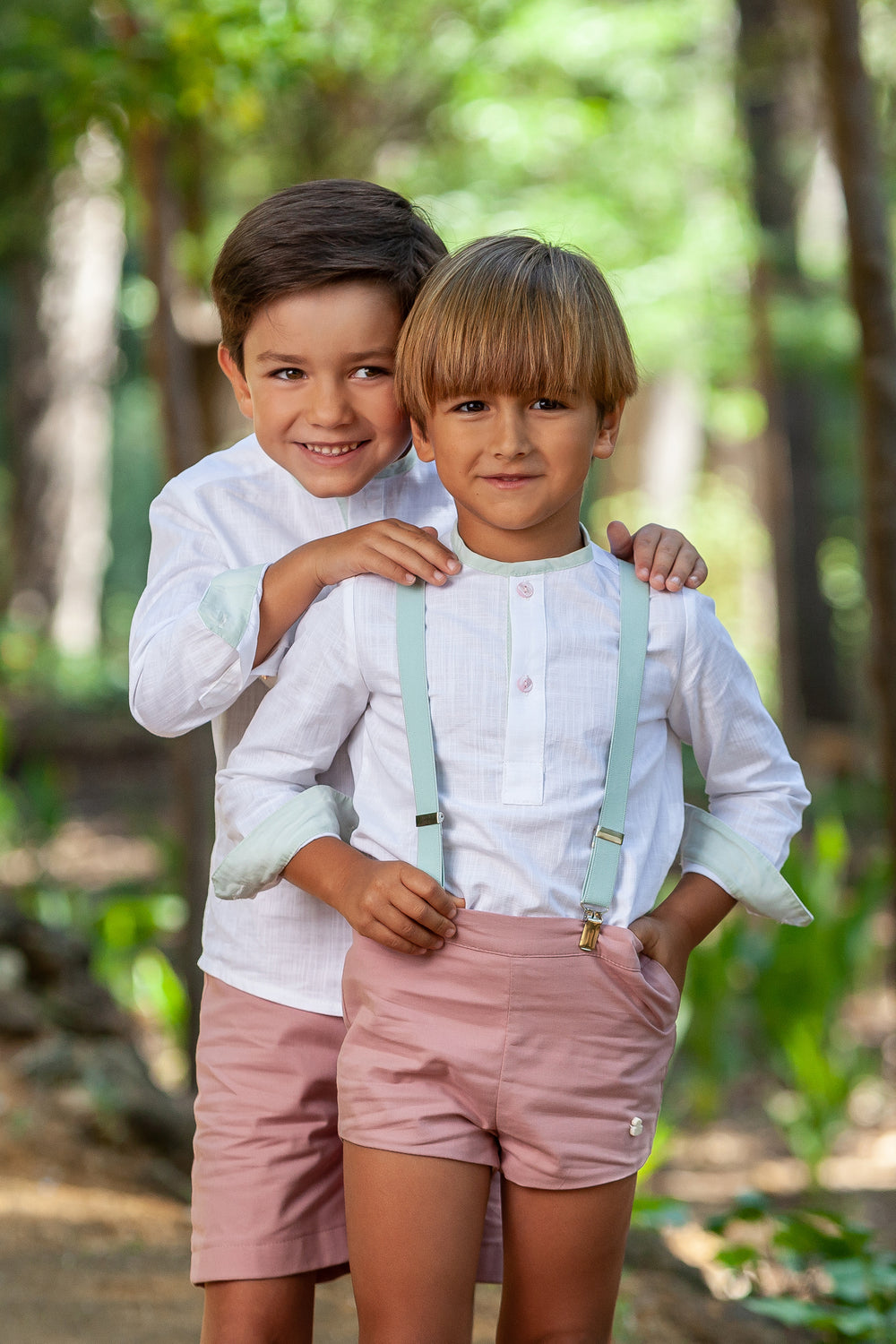 Abuela Tata "Callahan" Shirt & Dusky Pink Shorts with Braces | Millie and John