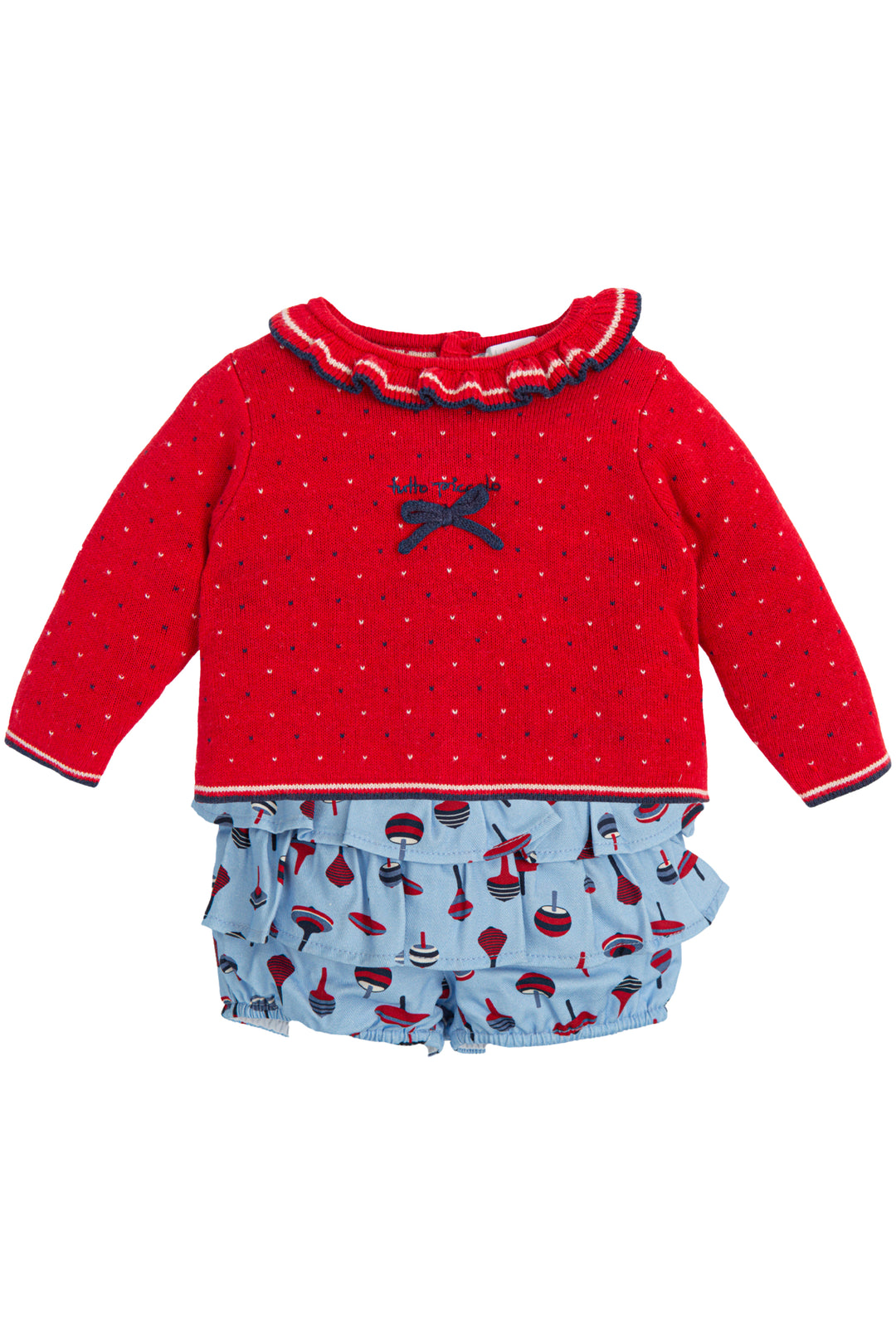 Tutto Piccolo "Myla" Red Knit Jumper & Ruffle Bloomers | Millie and John