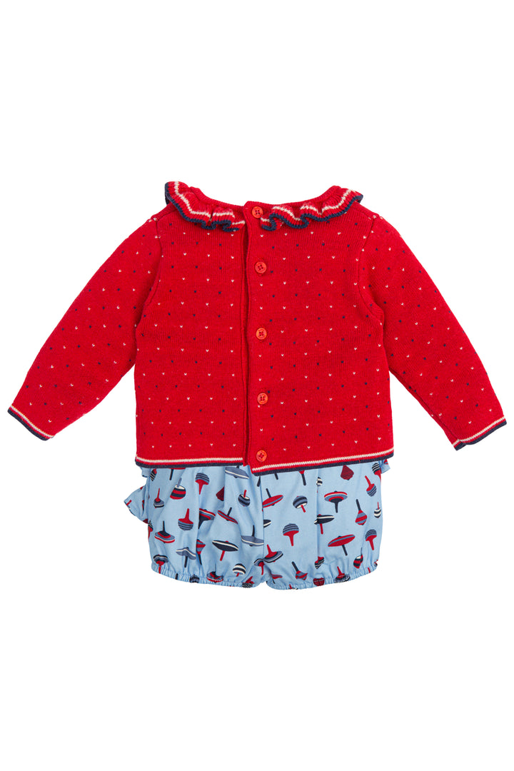 Tutto Piccolo "Myla" Red Knit Jumper & Ruffle Bloomers | Millie and John
