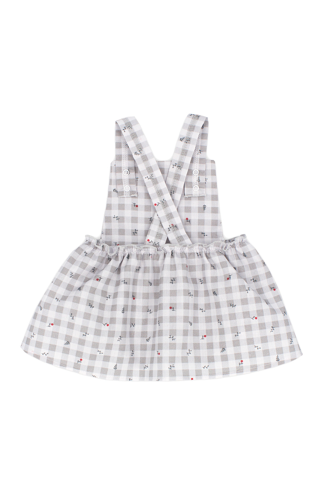 Rapife "Viviana" Grey Gingham Pinafore Dress | Millie and John