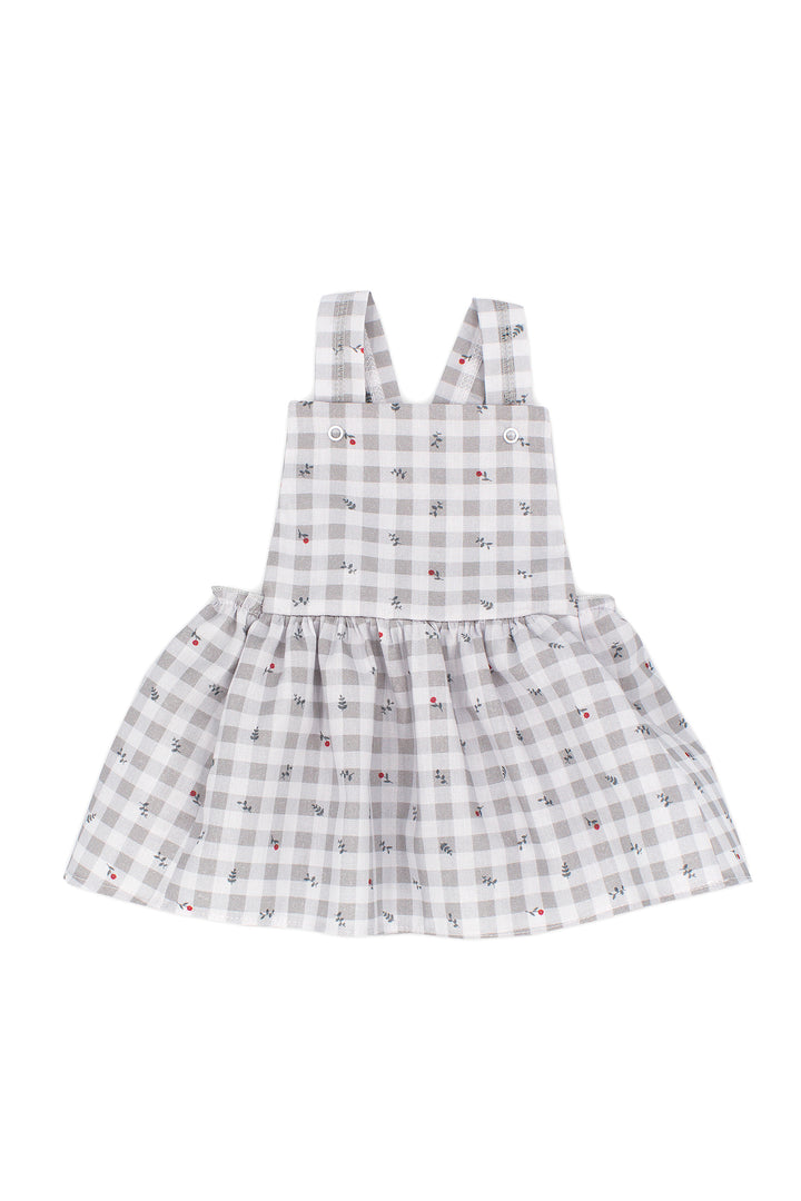 Rapife "Viviana" Grey Gingham Pinafore Dress | Millie and John