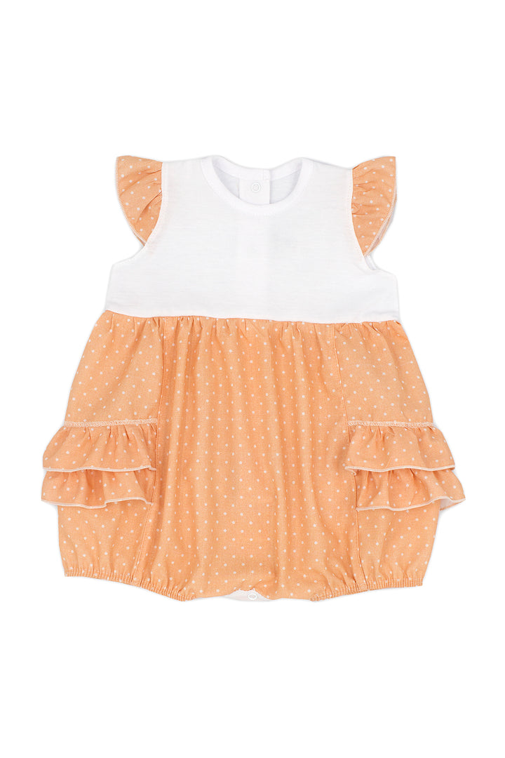 Rapife "Romilly" Apricot Polka Dot Romper | Millie and John