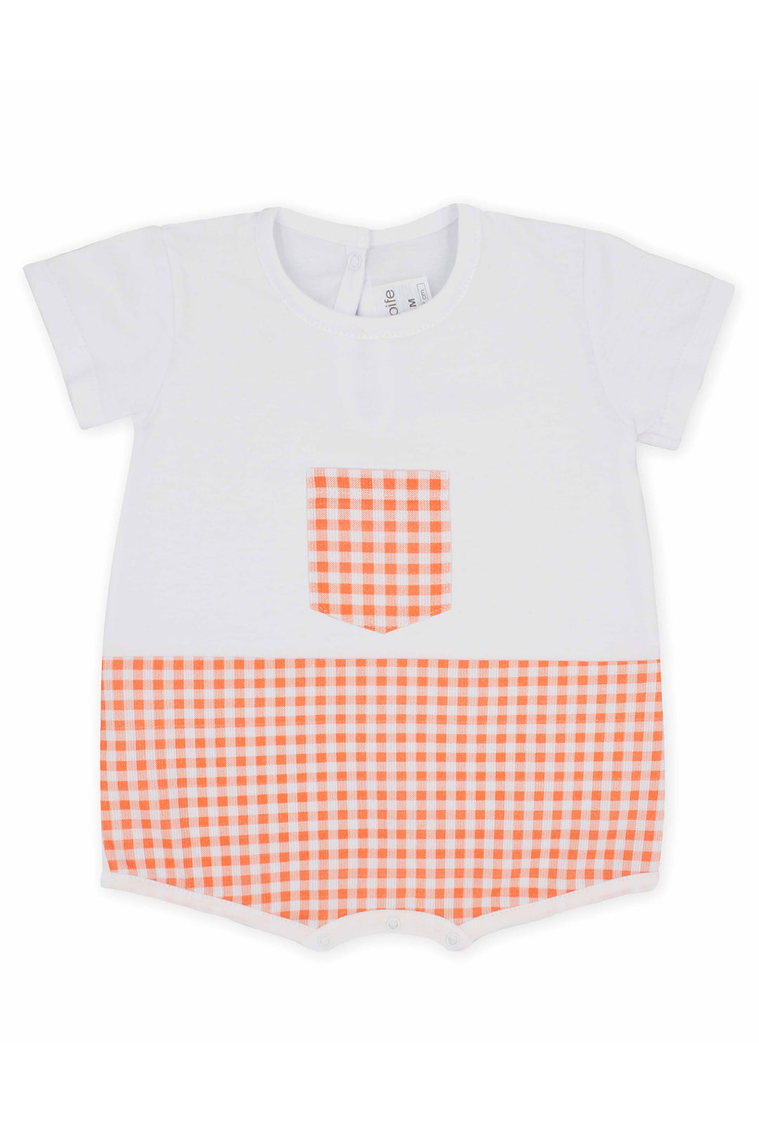 Rapife "Andy" Orange Gingham Romper | Millie and John