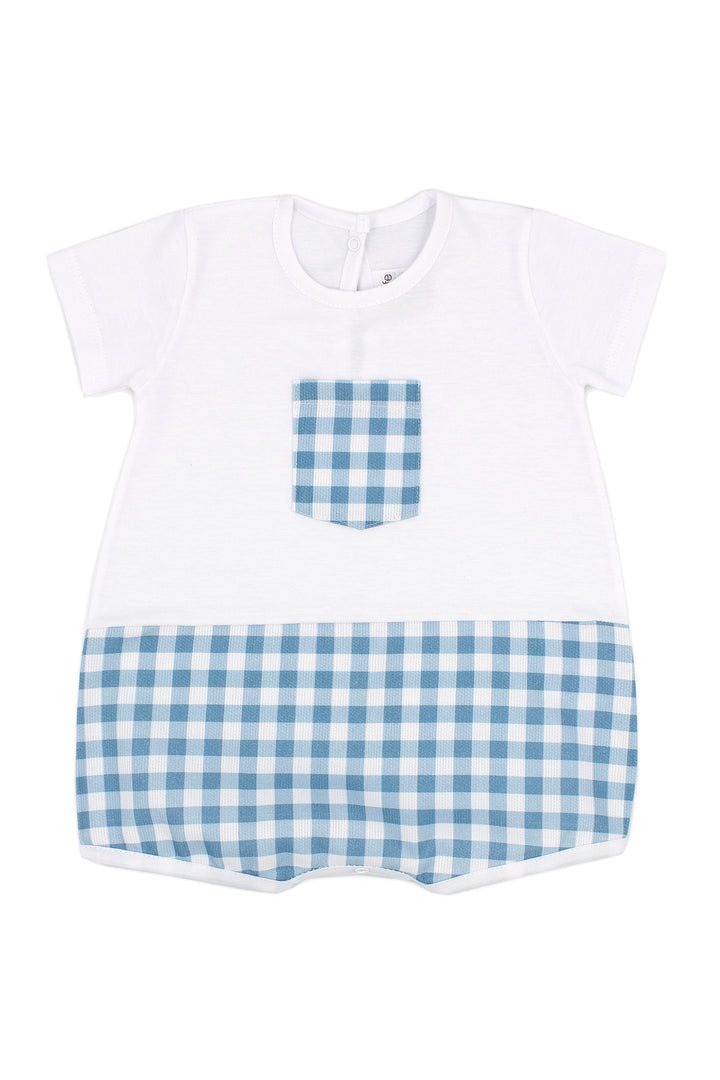 Rapife "Ollie" Teal Gingham Romper | Millie and John