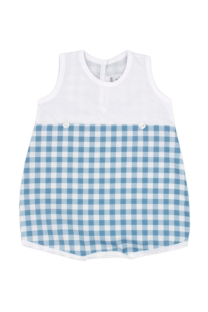 Rapife "Stanley" Teal Gingham Romper | Millie and John