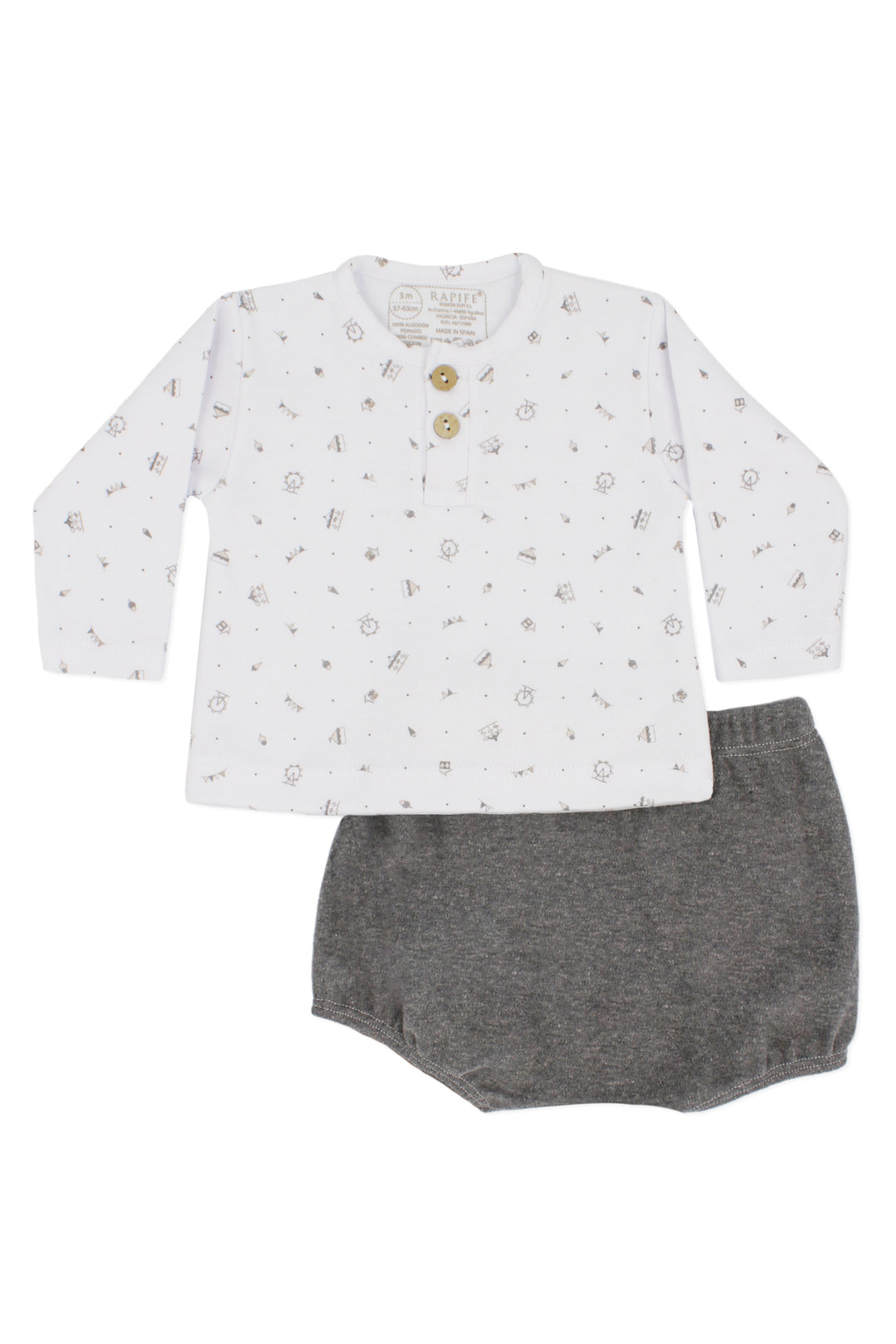 Rapife "Asher" Grey Fairground Print Top & Jam Pants | Millie and John