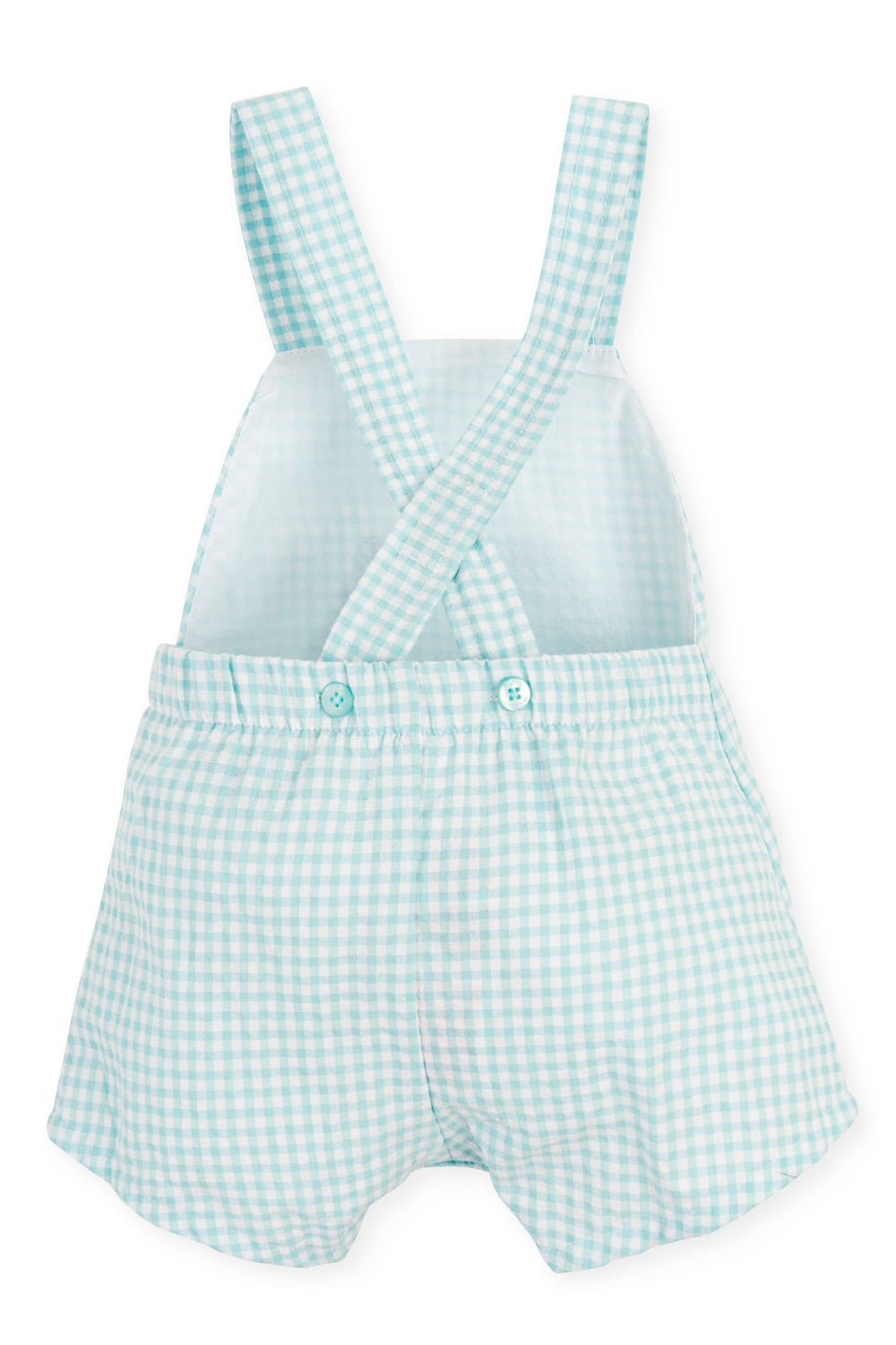 Tutto Piccolo "Alfie" Aquamarine Gingham Dungarees | Millie and John