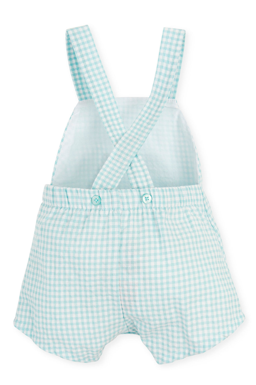 Tutto Piccolo "Alfie" Aquamarine Gingham Dungarees | Millie and John