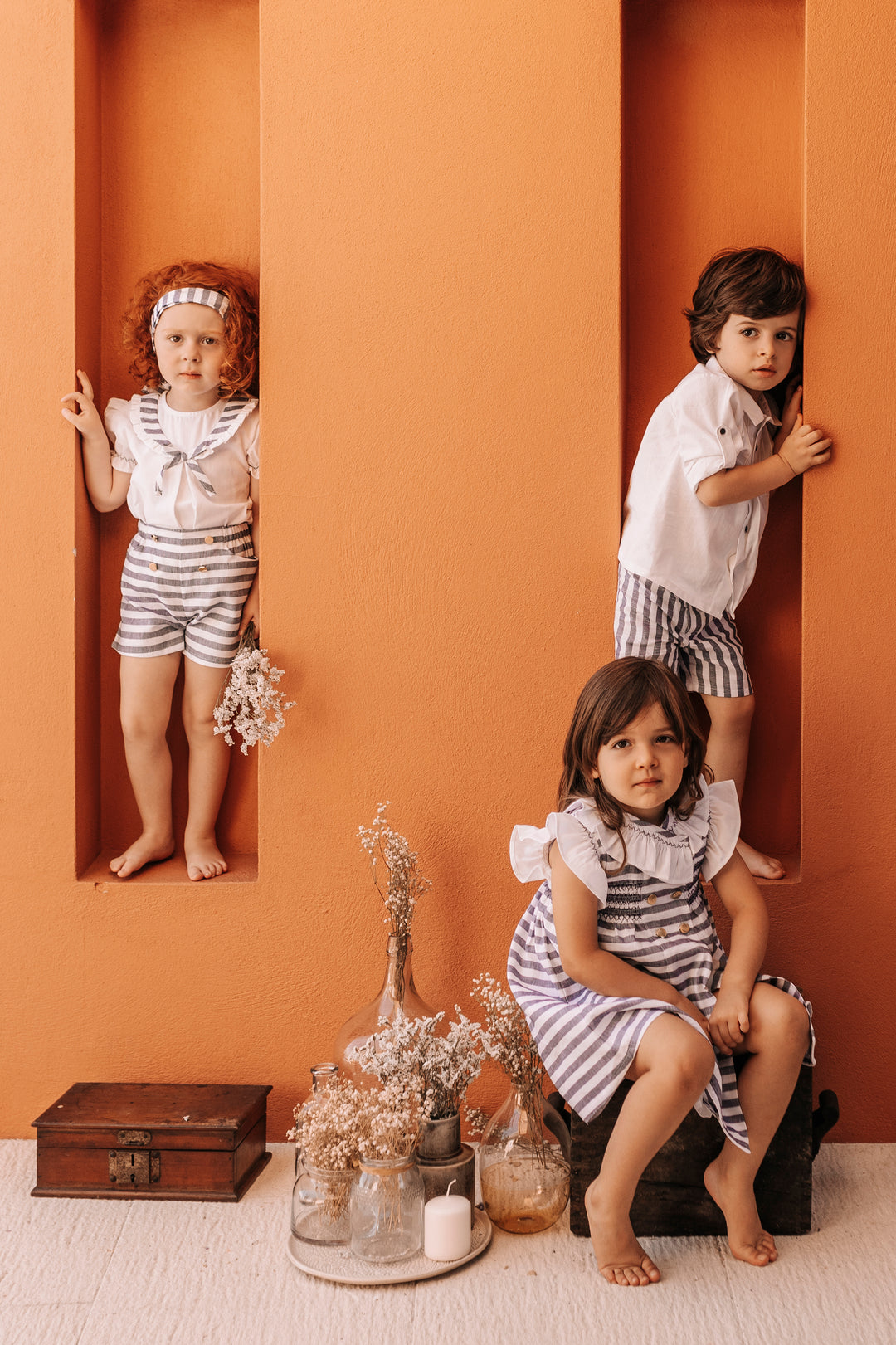 Deolinda "Margot" Sailor Blouse & Navy Striped Shorts | Millie and John