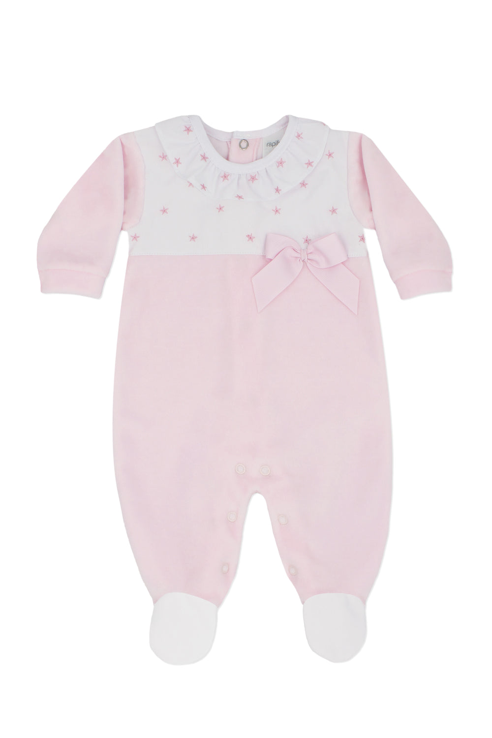 Rapife "Jessica" Pink Velour Star Sleepsuit | Millie and John