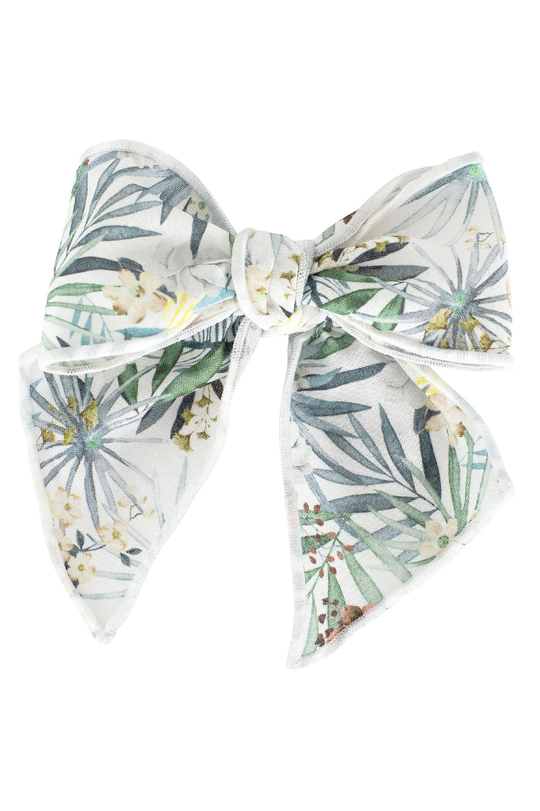 Calamaro Green Tropical Floral Print Hair Bow | Millie and John