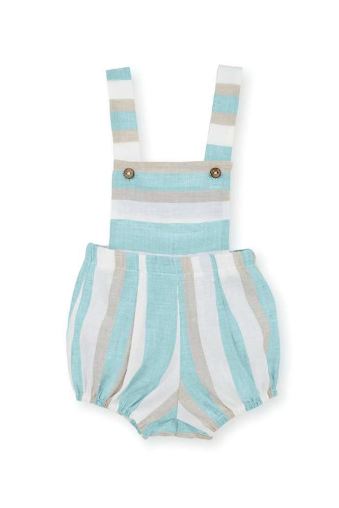 Mac Ilusión "Otis" Striped Linen Dungaree Romper | Millie and John