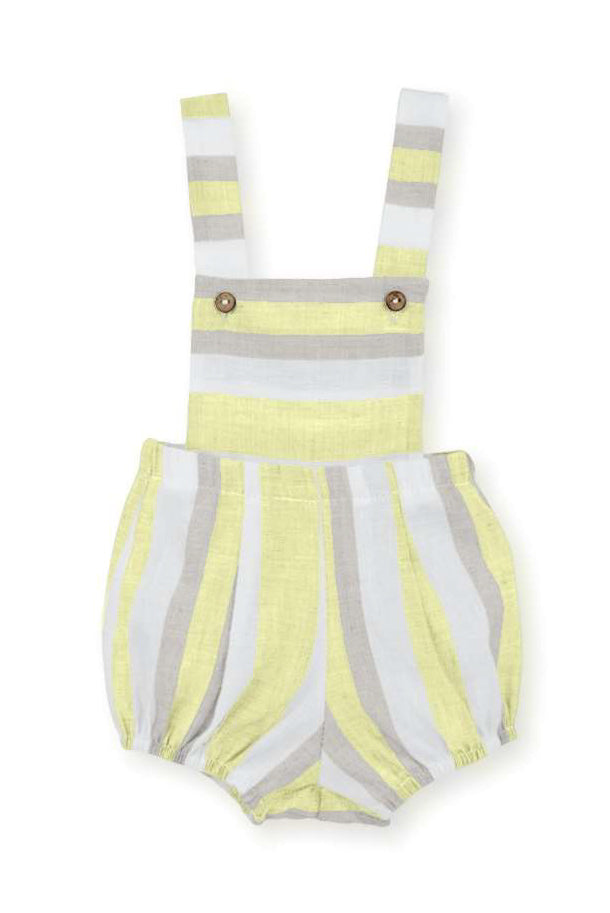 Mac Ilusión "Otis" Striped Linen Dungaree Romper | Millie and John