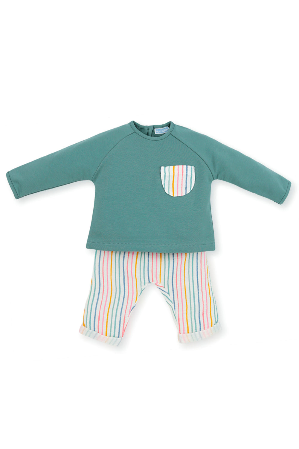 Mac Ilusión "Ronan" Sage Green Top & Multicoloured Trousers | Millie and John