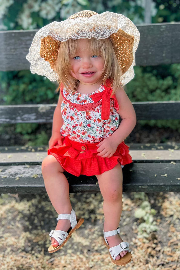 Valentina Bebes "Kira" Coral Floral Blouse & Ruffle Shorts | Millie and John